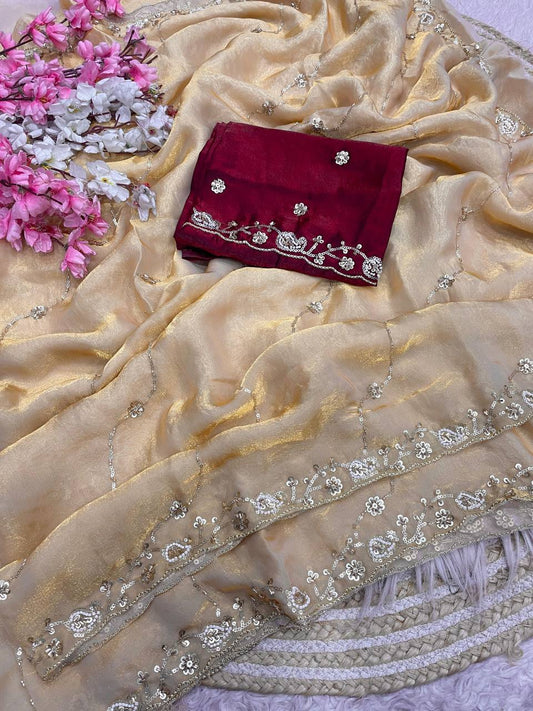 Fandy sattin Presents New Bollywood Trending Design Saree