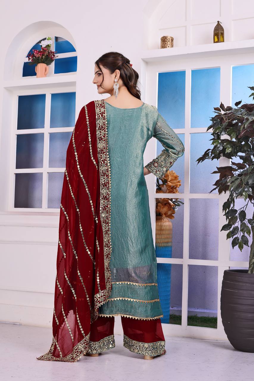 PRESERNTING NEW EID SPACIAL FANCY DESIGN HEAVY EMBROIDERY PLAZZO