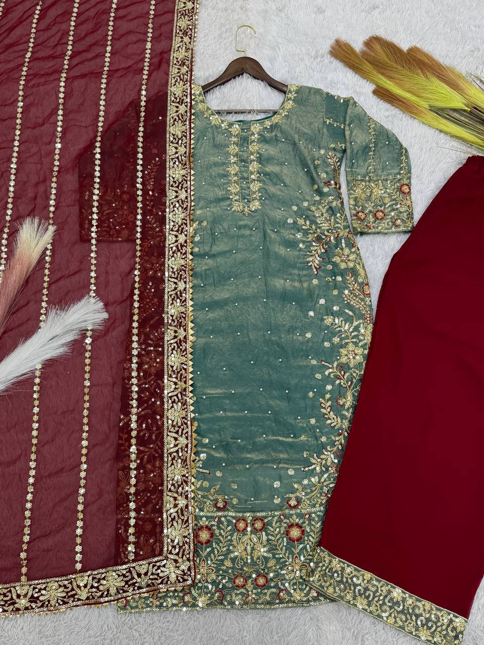PRESERNTING NEW EID SPACIAL FANCY DESIGN HEAVY EMBROIDERY PLAZZO