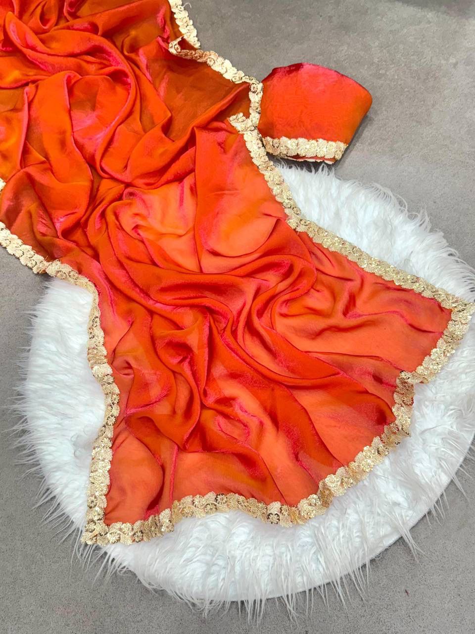 Soft Two tone Space silk With Embroidery coding Saree