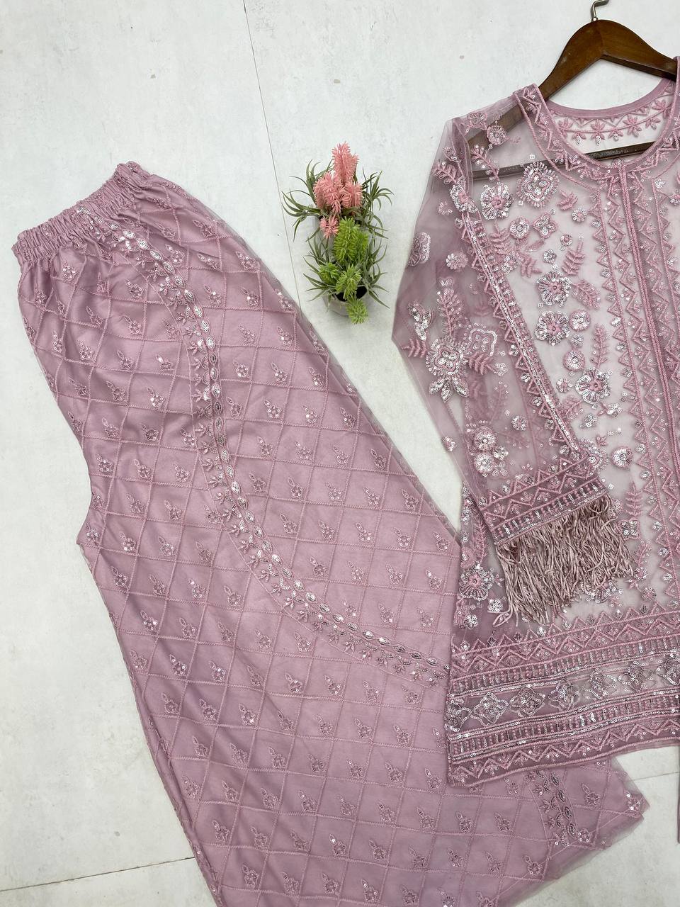 Einführung der neuen Eid-Kollektion: 3-teiliges, fertiges langes Kurti – Plazzo