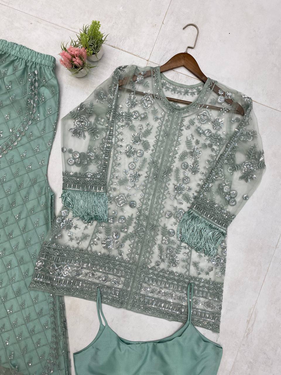 Lancement de la nouvelle collection Eid : 3 pièces, Long Kurti prêt à porter - Plazzo