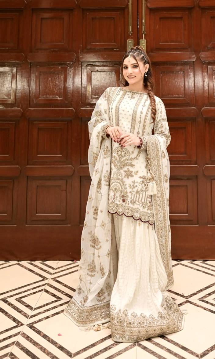 Launching New Đěsigner Party Wear Look Pur Heavy Faux Georgette Top Plazzo & Dupatta Set
