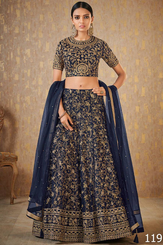 Sequence With Jari Dori Codding Embroidery Work Lehenga Choli