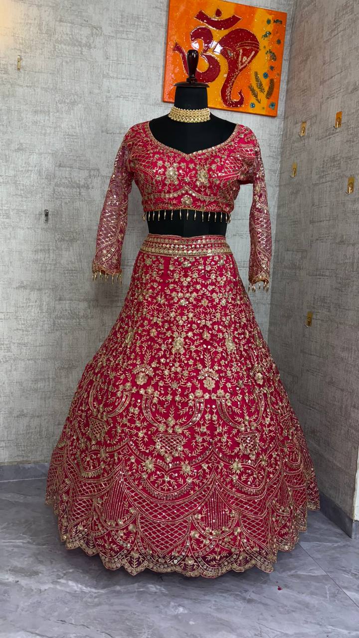 Launching 4 meter flared Premium Quality Soft Net Lehenga