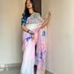 SOFT ORGANZA TABBY SILK WITH ALL OVER BUTTERFLY PRINT SAREE