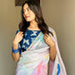 SOFT ORGANZA TABBY SILK WITH ALL OVER BUTTERFLY PRINT SAREE
