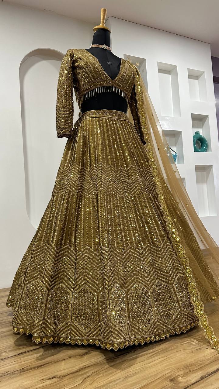 Kasturi silk Georgette lehenga with sequins & dori work lehenga choli