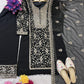 DESIGNER WEAR SEQUENCE EMBROIDERY ON STAR FOX GEORGETTE FABRIC