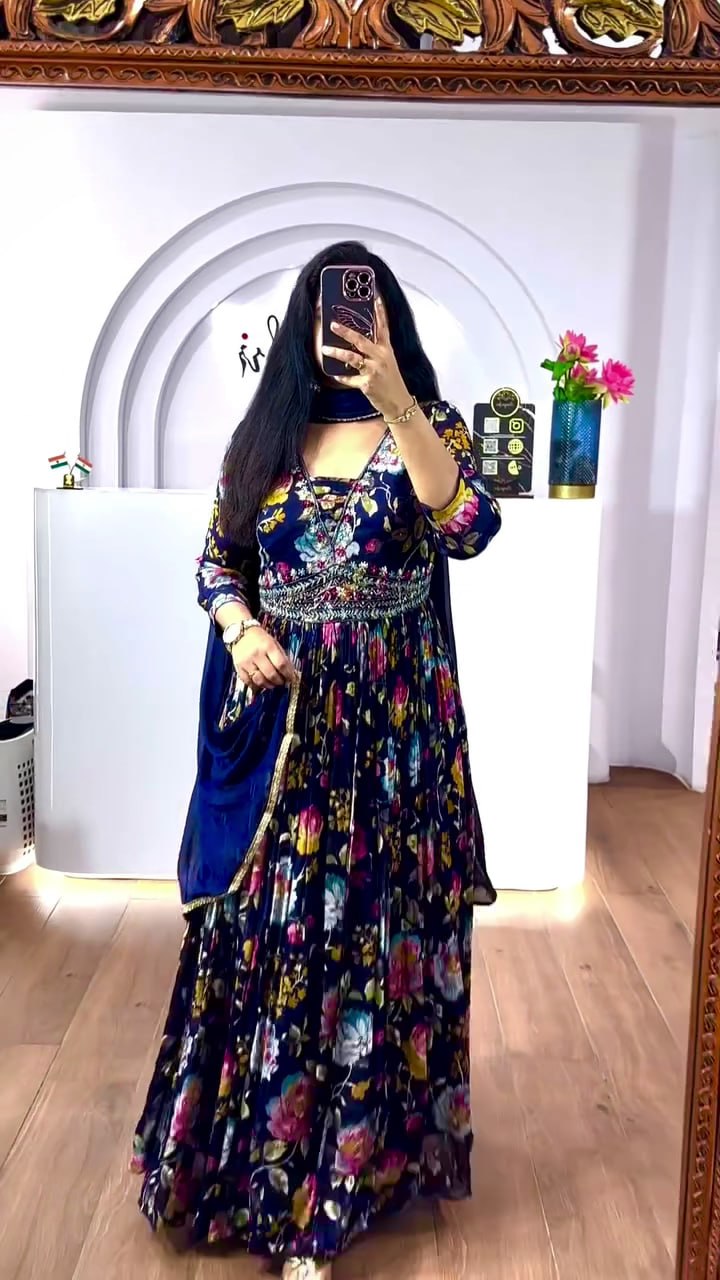 LUNCHING NEW EMBROIDERY WORK WITH DIGITAL PRINTED GOWN & DUPATTA SET