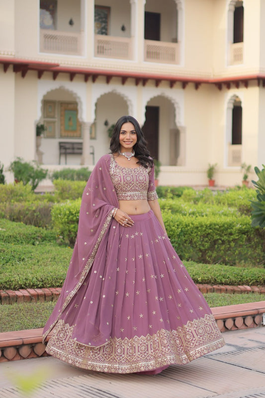 Faux Georgette With Sequins & Zari Multi Embroidered work Lehenga