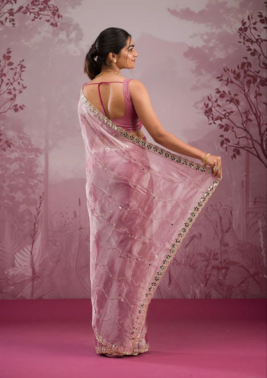 Presenting You Most Beautiful Latest Real Mirror Work Saree Collection