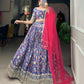 Digital Print With Embroidery Sequins Work Lehenga
