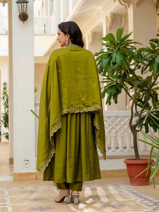 Viscose Roman Silk Multi Embroidery Thread With Real Mirror Hand Work Suit