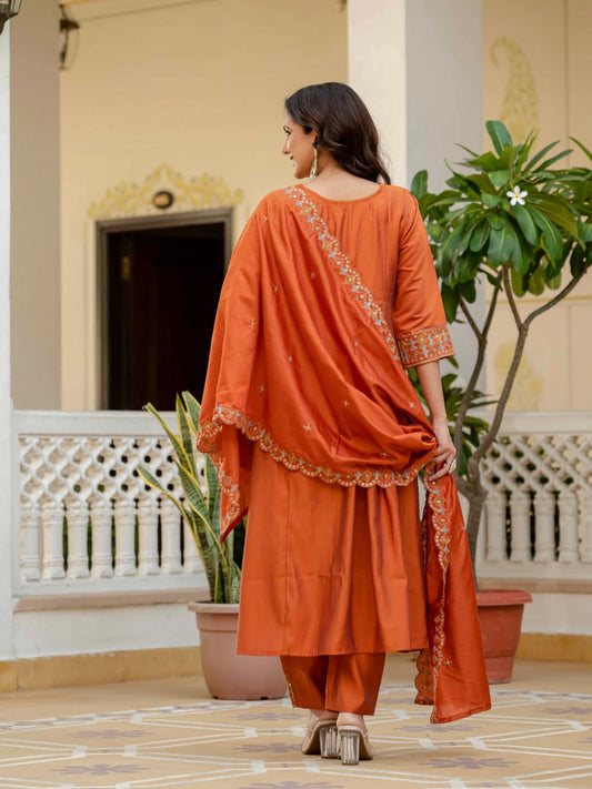 Viscose Roman Silk Multi Embroidery Thread With Real Mirror Hand Work Suit