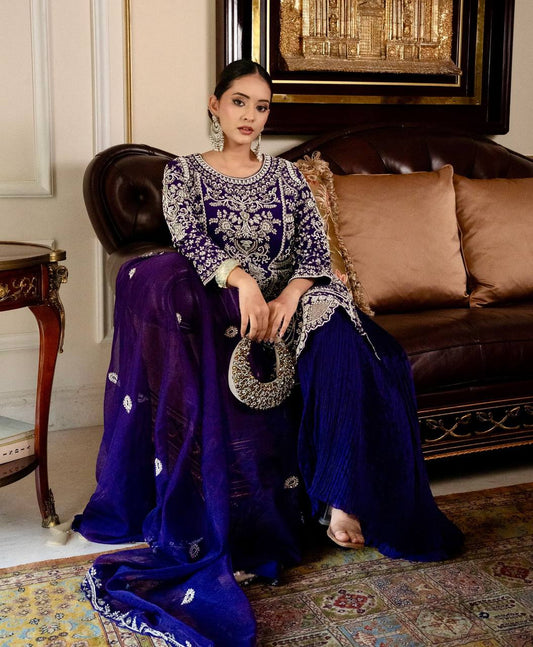 New Designer Party Top Pallazo & Dupatta Set