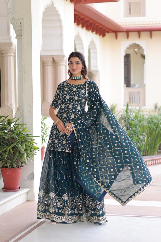 PREMIUM DESIGNER READYMADE TOP SHARARA DUPATTA COLLECTIONS 2025