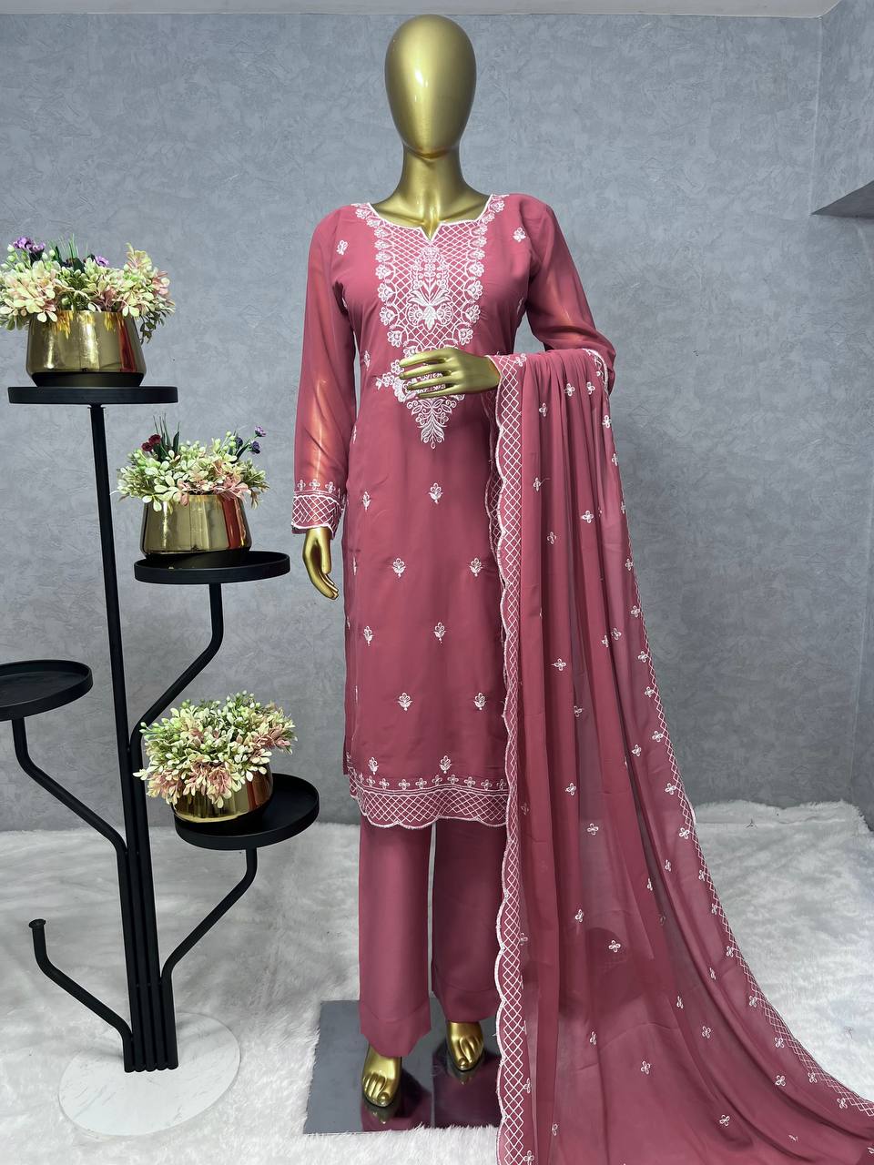 3 PIECE FANCY KURTI WITH BOTTOM AND DUPATTA