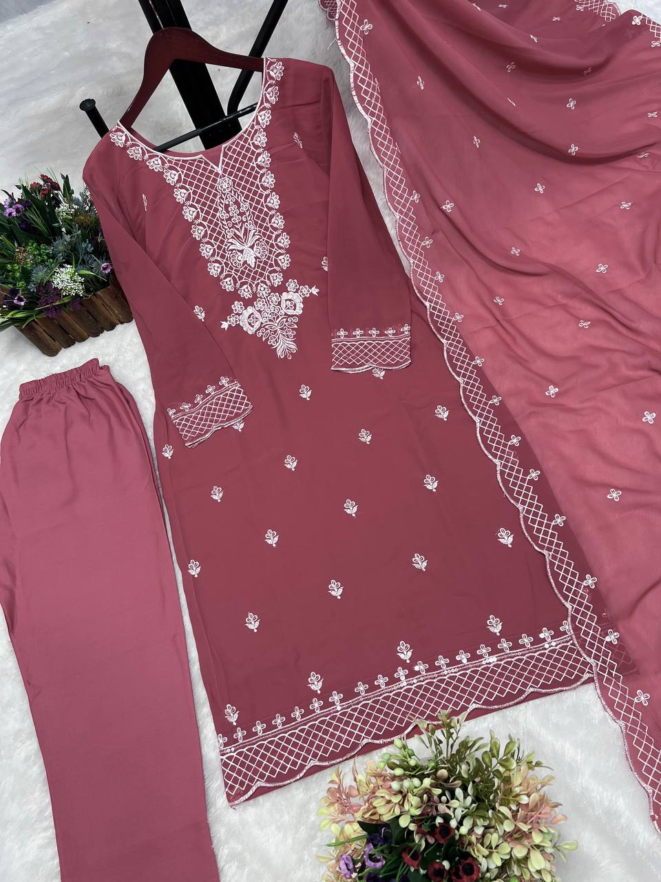 3 PIECE FANCY KURTI WITH BOTTOM AND DUPATTA