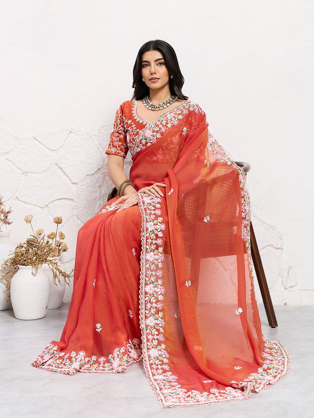 Wedding Special Party Wear Soft NxC Moss chiffon saree