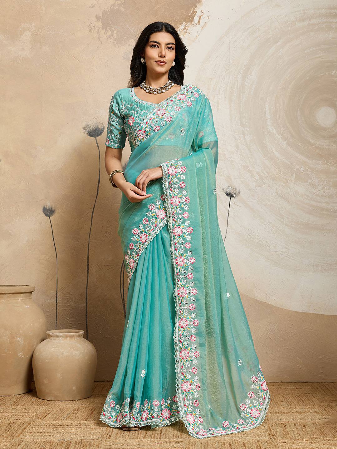 Wedding Special Party Wear Soft NxC Moss chiffon saree