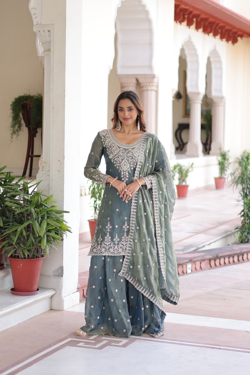 PREMIUM DESIGNER READYMADE TOP SHARARA DUPATTA COLLECTIONS 2025