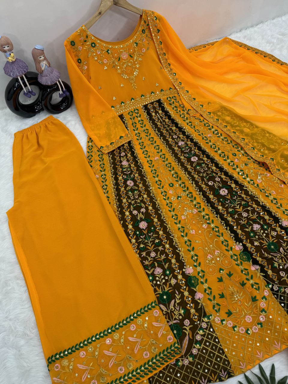 NEW DESIGNER EMBROIDERY SEQUENCES WORK TOP WITH SHARARA