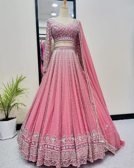 BRIDAL WEAR HEAVY EMBROIDERED SEQUENCE WORK LEHENGAS CHOLI