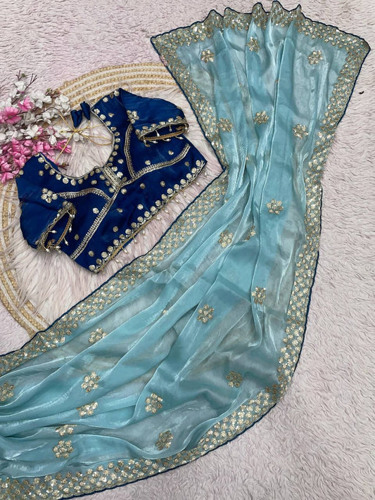 Jimmy Choo C -pallu coding sequences embroidery work saree