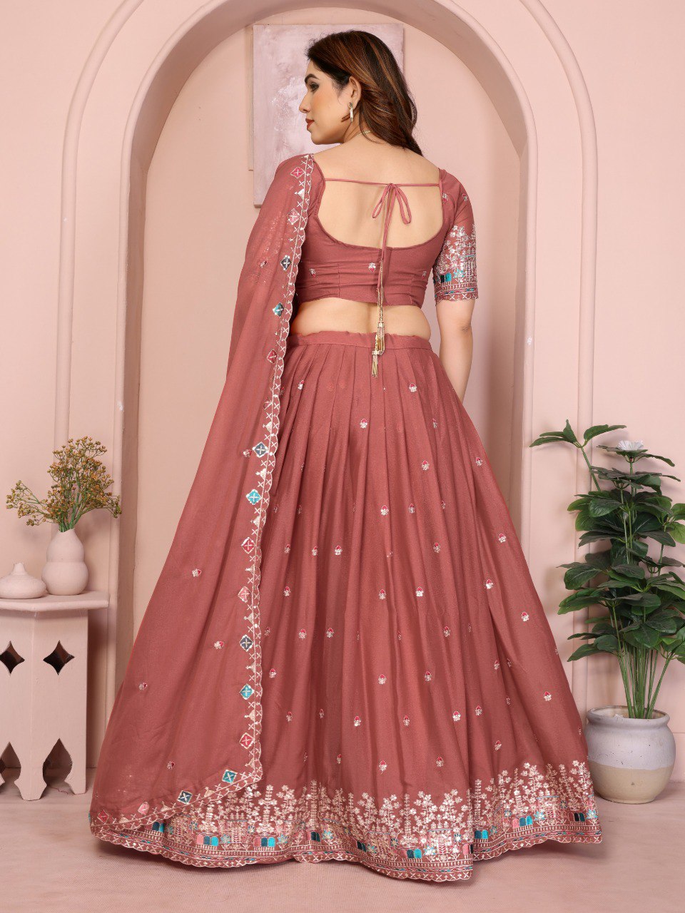 Star Georgette Embroidery Work Lehenga