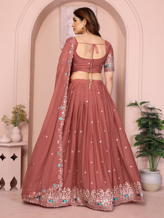 Star Georgette Embroidery Work Lehenga