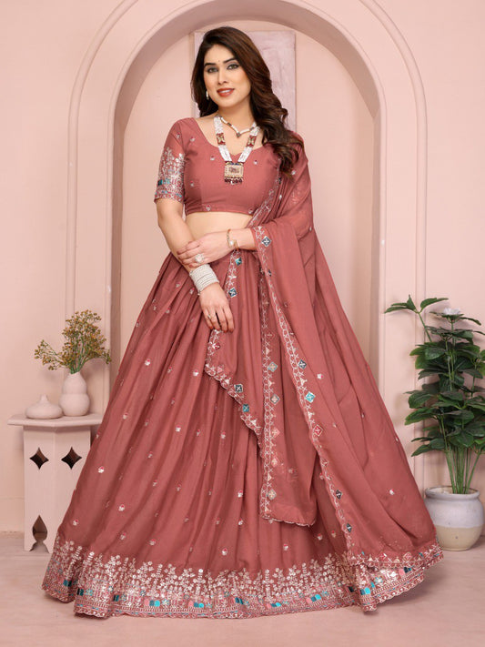 Star Georgette Embroidery Work Lehenga