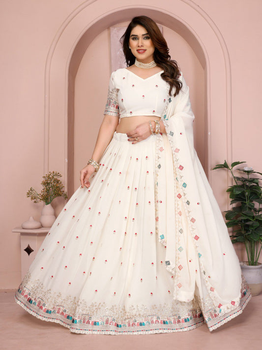 Star Georgette Embroidery Work Lehenga