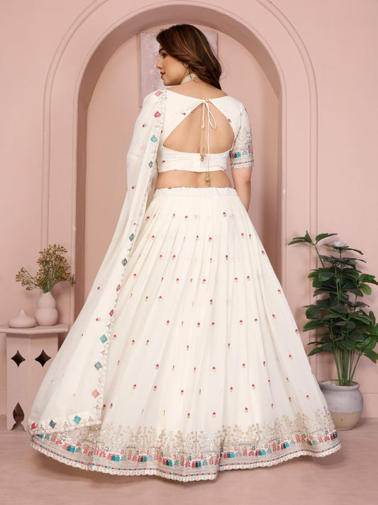 Star Georgette Embroidery Work Lehenga