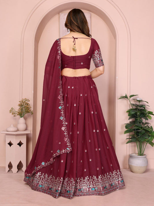 Star Georgette Embroidery Work Lehenga