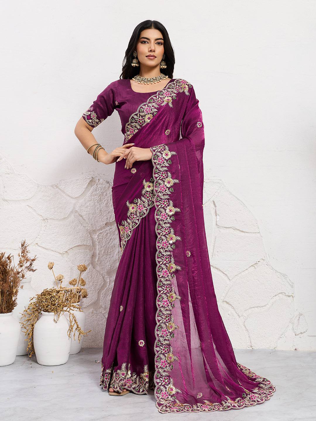 Party Wear Soft Space Silk Saree