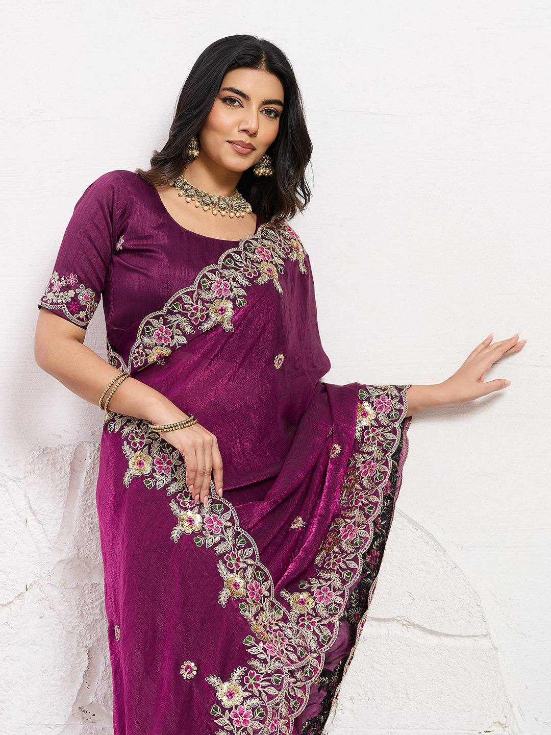 Party Wear Soft Space Silk Saree