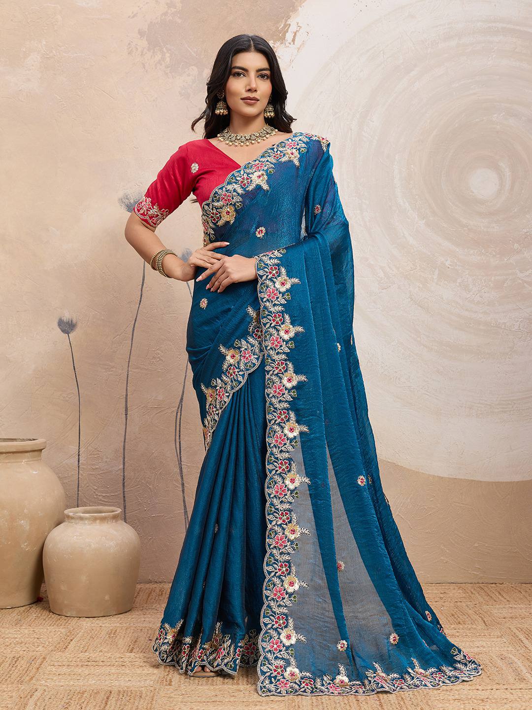 Party Wear Soft Space Silk Saree