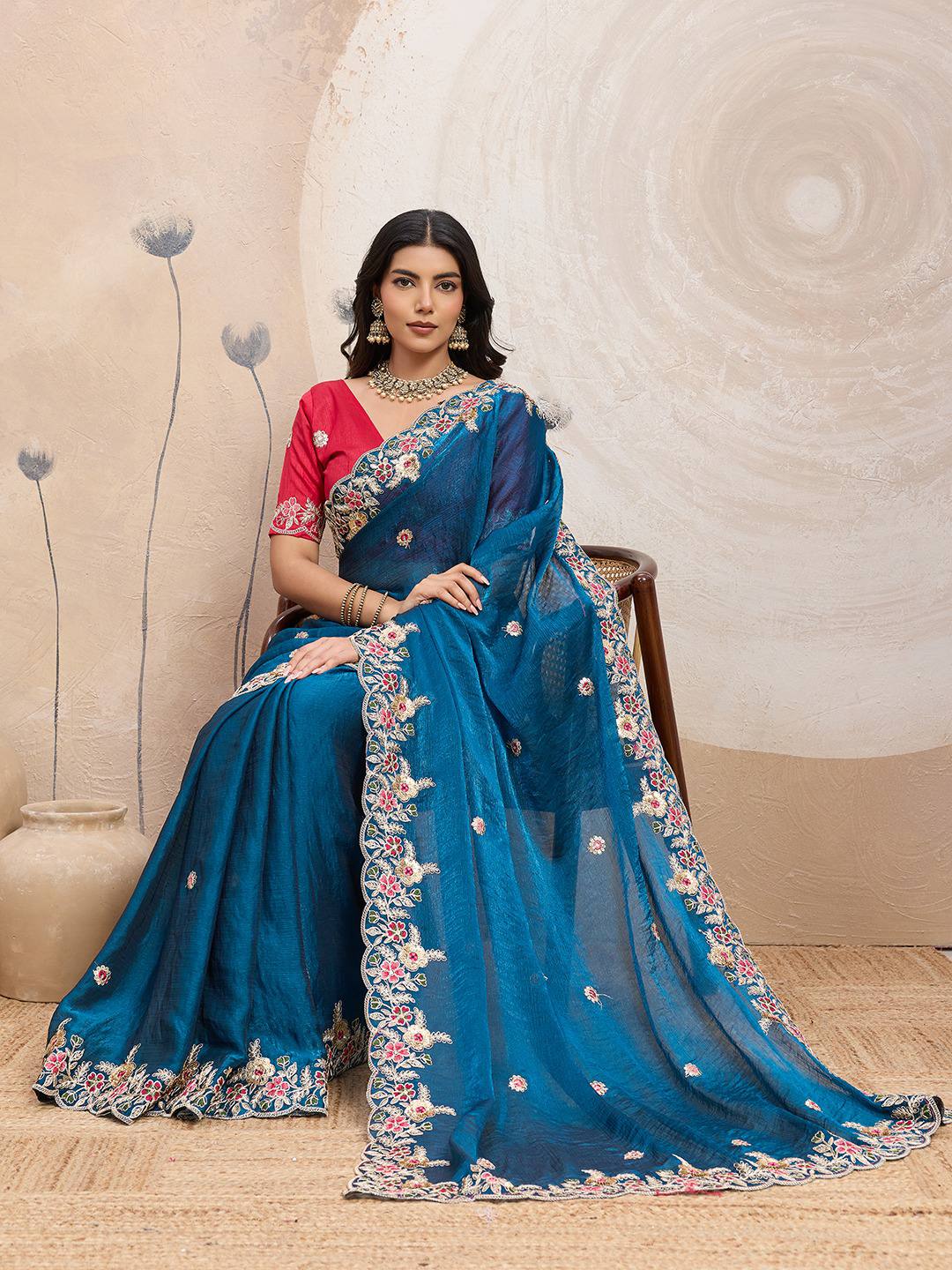 Party Wear Soft Space Silk Saree