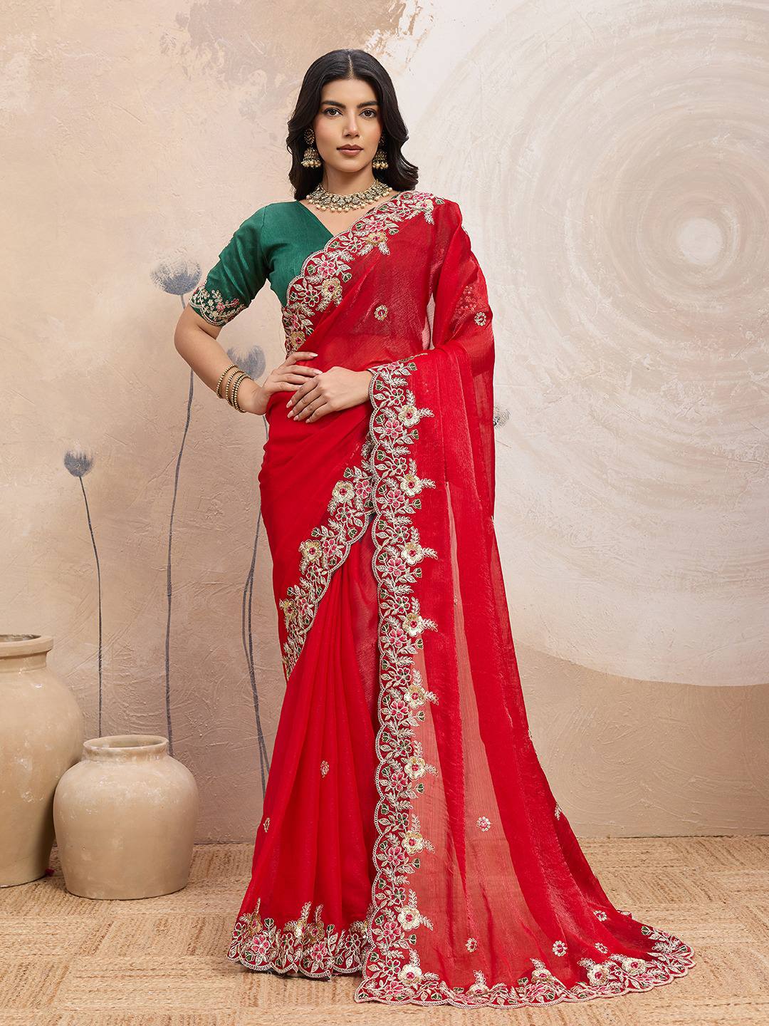 Party Wear Soft Space Silk Saree
