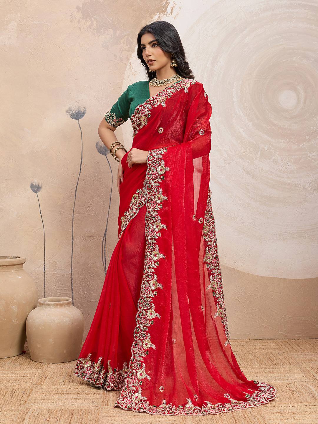 Party Wear Soft Space Silk Saree