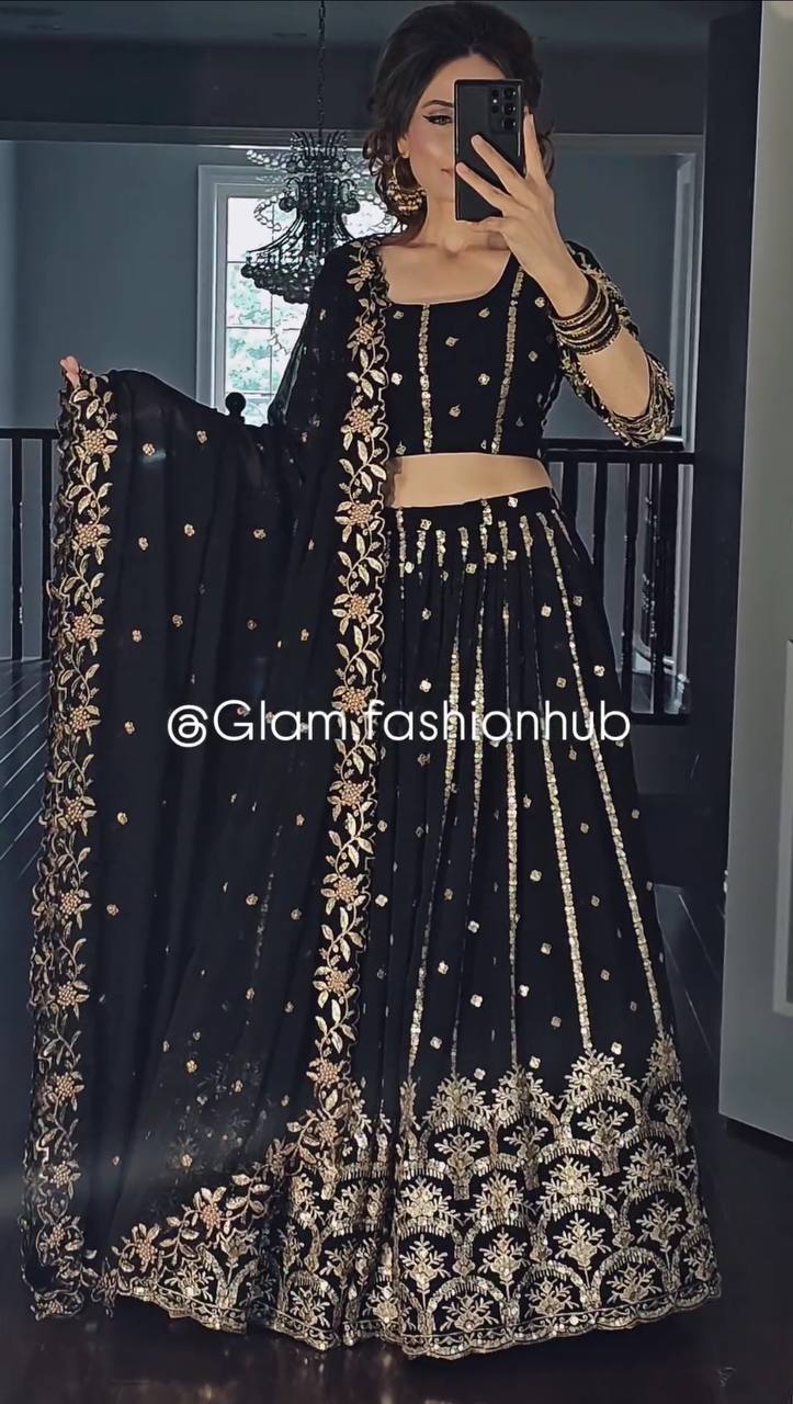 New Collection Pure Georgette Lehenga Choli With Dupatta Set Fully Stitched Ready To Wear