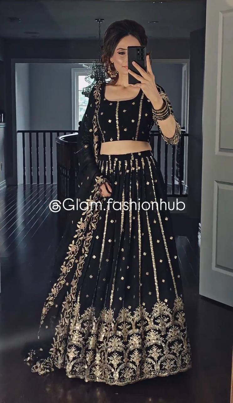 New Collection Pure Georgette Lehenga Choli With Dupatta Set Fully Stitched Ready To Wear