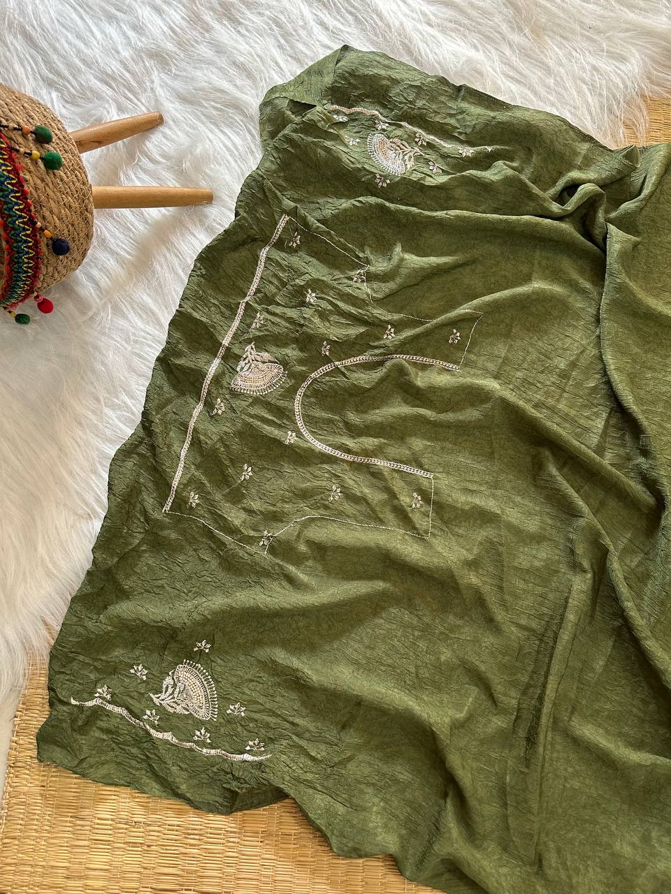 Superb Soft Refined Crunchy crush georgett base fabric Saree