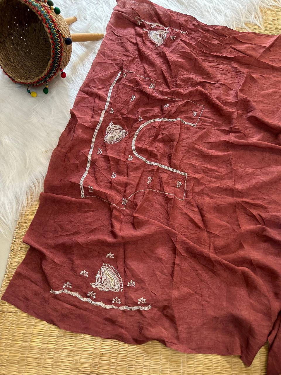 Superb Soft Refined Crunchy crush georgett base fabric Saree