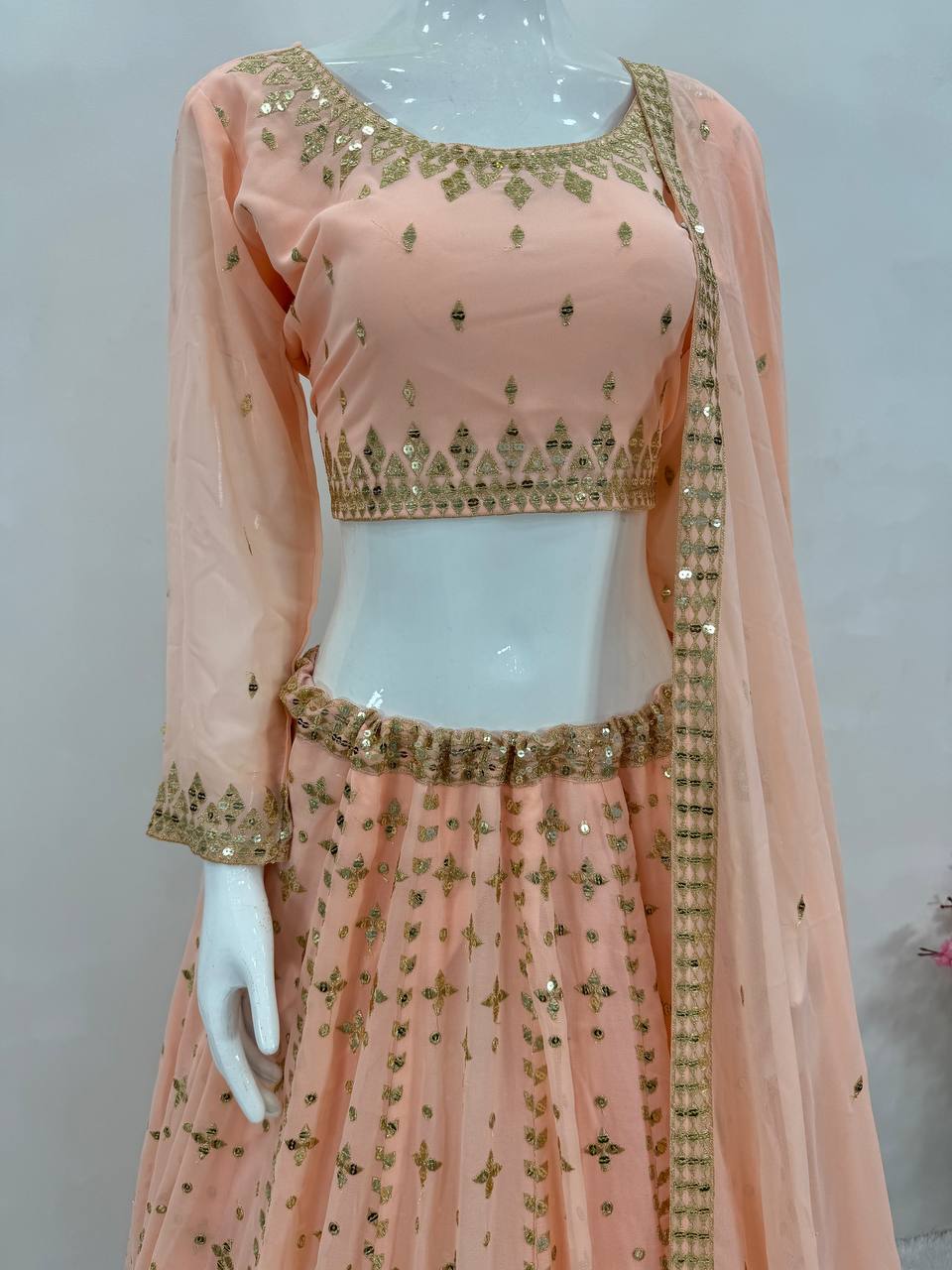 NEW DESIGNER HEAVY EMBROIDERY SEQUENCE WORK LEHENGAS CHOLI