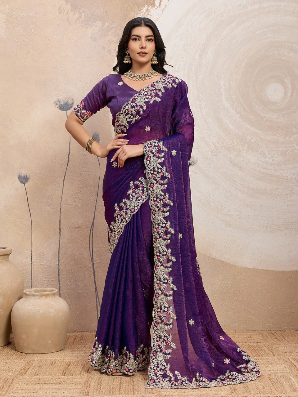 Party Wear Soft Space Silk Saree