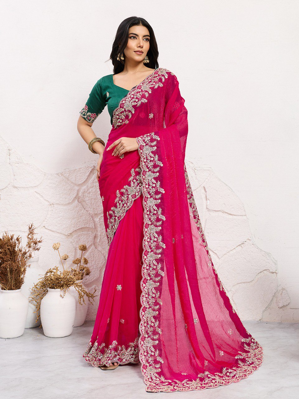 Party Wear Soft Space Silk Saree