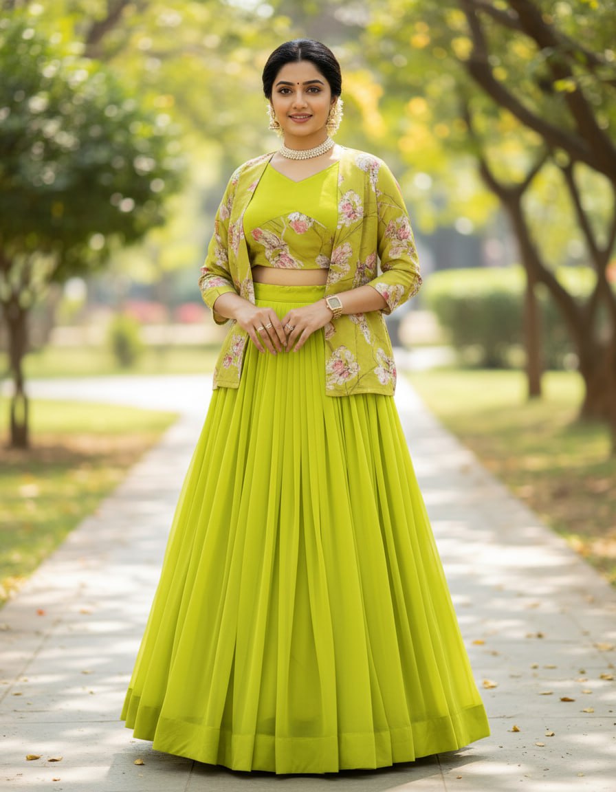 Elegance meets Class in this Printed Koti n Lehenga Sets