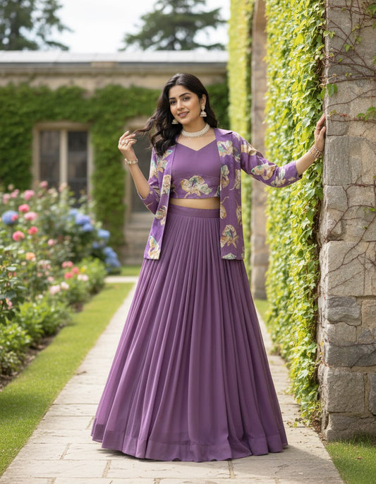 Elegance meets Class in this Printed Koti n Lehenga Sets